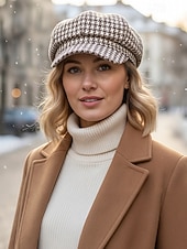 levne Dámské klobouky-Dámská polyesterová čepice s pepito vzorem – elegantní vintage design, více barev, stylová a pohodlná pro každodenní nošení