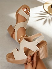 cheap Platform Sandals-Women's Chunky Platform Sandals – Comfortable High Block Heel Shoes for Summer City Vacations, Urban Walking and Resort Travel Wear