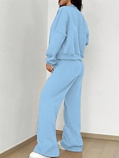 economico Set da due pezzi-Per donna Tuta Set di Pantaloni Bolero Top Manica Lunga Collo alla coreana Tinta unica Coulisse Moda Streetwear Casuale Quotidiano All'aperto Nero Rosa Azzurro cielo Primavera Vestibilità regolare