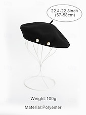 cheap Women's Hats-Women's Polyester Faux Wool Beret – Pearl Decoration, Multiple Colors, Elegant and Stylish for Fall and Winter Fashion