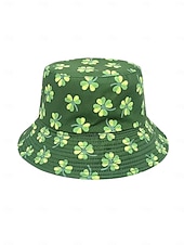 abordables Accesorios-Sombrero de pescador con estampado de trébol verde para mujer: divertido y elegante para el Día de San Patricio, festivales y ropa informal.