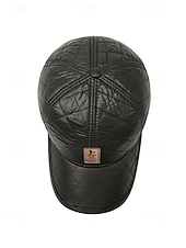 levne Pánské klobouky-Pánská baseballová čepice z umělé kůže se skládacími klapkami na uši, dostupná v několika barvách, ideální do chladného počasí a na běžné nošení