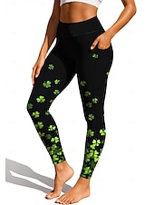 levne Legíny a legíny na jógu-Svatý Patrik Dámské legíny na pilates Fitness kalhoty Legíny Kapsy Kolkovné Boční kapsy Pilates Tělocvična Cvičení v tělocvičně Cyklistické kalhoty Legíny Spodní část oděvu Květiny Listy / Stromy