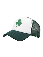 halpa Pyhän Patrikin päivä-miesten vihreä Pyhän Patrickin päivän paita &amp;valkoinen verkkohattu apilanlehden koristeella – tyylikäs lippis juhlallisiin tilaisuuksiin