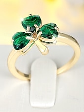  Női Szent Patrik-napi lóhere alakú gyűrű, réz anyagból, elegáns, szerencsét hozó ír stílusú ékszer hölgyeknek, tökéletes ünnepi viseletre, felvonulásokra, partikra és ünnepi alkalmakra