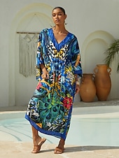 preiswerte Lässiges Kleid mit Aufdruck-jungle wild party flowy chiffon leopard kaftan