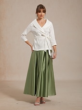 levne Jednoduché sukně-Dámské Saténové sukně Elegantní Maxi Středně vysoký pas Sukně Lehce elastické Koktejlový večírek Svatba Host Mechově zelená Léto Satén