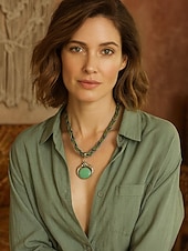 halpa Naisten kaulakoru-Naisten boheemi metalliseoskaulakoru monivärisellä helmiköydellä, ainutlaatuinen riipusmuotoilu, täydellinen arkeen ja juhlaan