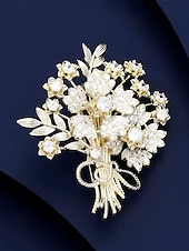 levne Svatba ACC-Dámská brož z imitace diamantů ze slitiny – elegantní květinový vzor ve zlaté a stříbrné barvě, ideální pro svatby a zvláštní příležitosti