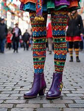 Χαμηλού Κόστους Γυναικεία παπούτσια-Γυναικεία Καρναβαλικά Μπότες Μπλέ Mardi Gras με Μπλοκ Τακούνι - Ποιότητα Δερμάτινη δέρμα Κεντημένο Vintage Λαογραφικό Στυλ Υποστηρικτικά Τακούνια για Παρελάσεις Κοστούμια Καθημερινή Χρήση και