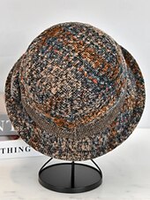 preiswerte Hüte für Damen-Damen-Mütze aus dickem Polyester mit Karomuster und Schleifendetail, erhältlich in verschiedenen Farben – perfekt für Herbst und Winter