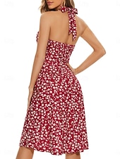 economico Abiti floreali-Per donna Mini Abito Abito a trapezio Vestito all'americana Vacanza Casual All'aperto Uscire Vestibilità regolare Floreale Grafico Senza Maniche All'americana Blu Giallo Rosa Rosso Estate Primavera