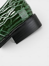  Γυναικεία πράσινα παπούτσια Oxford από ψεύτικο κροκόδειλο – φλατ παπούτσια με χαμηλό τακούνι και κορδόνια για την παρέλαση της ημέρας του Αγίου Πατρικίου, ιρλανδικά ρούχα φεστιβάλ &εορτασμοί διακοπών