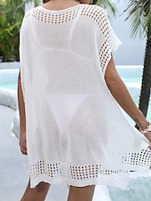 preiswerte Strandkleider-Damen Badeanzug Überwurf Badeanzugkleid Bademode Ausschnitt Urlaub Strandbekleidung Einfarbig V Ausschnitt Kurze Ärmel Badeanzüge