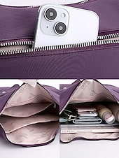 Недорогие Сумки через плечо-Женская стеганая нейлоновая сумка через плечо с множеством карманов — вместительная водонепроницаемая сумка для путешествий, работы и повседневного использования.