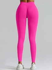 economico Leggings semplici-Per donna Chinos Leggings Streetwear Casual Athleisure Lunghezza intera Vita media Semplice Elastico in vita Traspirante Elasticizzato Quotidiano All'aperto Vacanza Viola Nero Blu reale Fuschia