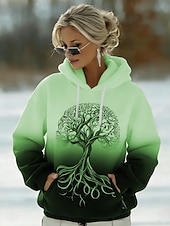 economico Arte &amp; Design Tops-Per donna Felpa con cappuccio Grafico Geometrico Casual Manica Lunga Con Cappuccio Top Regolari Casuale Streetwear Abbigliamento Quotidiano Blu Nero Bianco Viola Verde Primavera Inverno