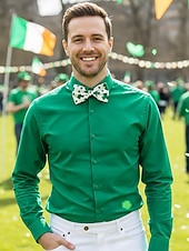 お買い得  アクセサリー-メンズポリエステル蝶ネクタイ、2色のクローバープリントデザイン、聖パトリックの日やカーニバルのお祝いに最適