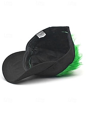 abordables Día de San Patricio-Sombrero de visera de poliéster para hombre con peluca sintética colorida, disponible en varios colores, perfecto para el Día de San Patricio, carnaval y ocasiones festivas.