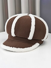 cheap Women's Hats-Women's Thickened Polyester Plaid Hat with Bow Detail, Available in Multiple Colors – Perfect for Fall and Winter Fashion