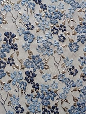  A-Line Floor Length Evening Gown Elegant Vintage Short Sleeve Off Shoulder Wedding Formal Jacquard with Floral Print Pocket