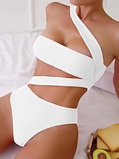 economico Costumi da bagno Donna-Per donna Costumi da bagno Intero Bikini Shorts Costume da bagno Senza schiena Vacanza Abbigliamento da Spiaggia Tinta unica Senza Spalline Senza Maniche Costumi da bagno