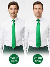お買い得  アクセサリー-男性用のセントパトリックスデーのグリーンサテンネクタイ。グリーンの複数の色合い、滑らかなポリエステル生地。パレード、パーティー、結婚式、ホリデーのお祝いに最適なクラシックで華やかなスタイルのネクタイ。