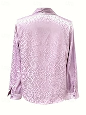 cheap Dressy Blouses-Women's Shirt Elegant Satin Top Summer Tops Ruched Patchwork Print Leopard Plain Elegant Vintage Ladies Long Sleeve V Neck Regular Tops Daily Work Holiday Light Purple Summer Spring