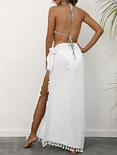 levne Zavinovací sukně-Dámské Plavky Šaty do vody Sukně Plavky Třásňový lem prázdniny Oblečení na pláž Pevná barva Bez rukávů Plavky