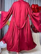 Χαμηλού Κόστους Γυναικεία Πιτζάμες Onesies-Γυναικεία Ρόμπα Καθημερινό Μαλακή Σατέν Μονόχρωμες Δαντέλα Παντελόνι Καθημερινά Σπίτι Κρεβάτι Μακρυμάνικο Λαιμόκοψη V Μαύρο Λευκό Κρασί Ρουμπίνι Καφέ Καλοκαίρι Άνοιξη Κανονικό