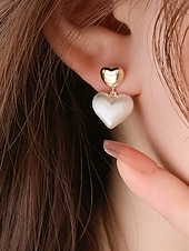 billige Valentinsdag-Dame Øredobber Dråpeøreringer Elfenben Imiterte perler Legering Elegant Mote Glitter Kjærlighetshjerte