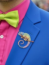 economico Accessori-Spilla in lega per uomo Chameleon disponibile in più colori perfetta per il carnevale e balli in maschera accessorio divertente e alla moda
