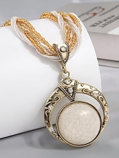 halpa Naisten kaulakoru-Naisten boheemi metalliseoskaulakoru monivärisellä helmiköydellä, ainutlaatuinen riipusmuotoilu, täydellinen arkeen ja juhlaan