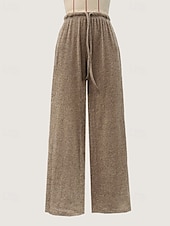 tanie szerokie nogawki i wysoki stan-Damskie Bezczelny Typu Chino Urlop Moda miejska Codzienny Pełna długość Średia talia Równina Kieszeń Elastyczna konstrukcja ze sznurkiem Wygodny Średnio elastyczny Codzienny Na zewnątrz Urlop Szary