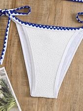 tanie Zestawy bikini-Kobiece bikini dwuczęściowy strój kąpielowy z fiszbiną z wiązaniem z boku smukły bez pleców na wakacje plażowe w jednolitym kolorze z dekoltem halter bezrękawnik