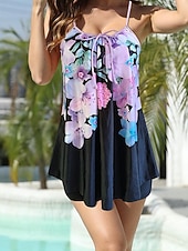 abordables Nadar-Mujer Bañadores 2 piezas Bermudas Traje de baño Espalda al Aire Geométrico Activo Vacaciones Graphic Cuchara Sin Mangas Trajes de baño