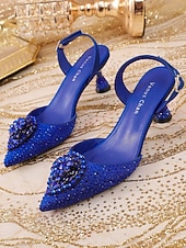  Women's Green Rhinestone Slingback Heels, Elegant Pointed-Toe Dress Shoes for St. Patrick's Day Party