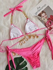 Недорогие Бикини-Женский бикини из 2-х частей Купальник Щекотливый Узкий Без спины Отпуск Пляжная одежда Омбре Халтер ведро Без рукавов