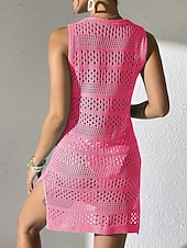 abordables Vestidos de playa-Mujer Bañadores Tapadera Vestido de Baño Traje de baño Cortado Vacaciones Ropa de playa Color sólido Escote en U Sin Mangas Trajes de baño