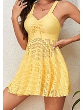 abordables Nadar-Trajes de baño de mujer vestidos de baño de dos piezas traje de baño de tankini sin espalda cintura alta ropa de playa de vacaciones color sólido escote en V trajes de baño sin mangas