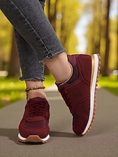 economico Sneakers da donna-Sneakers da jogging classiche retrò beige da donna – scarpe da passeggio casual basse con lacci e suola antiscivolo per l'uso quotidiano, la scuola e i viaggi