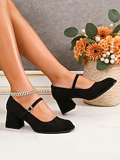  naisten elegantit vihreät mokkanahkaiset yksiremmilliset lohkokorkoiset avokkaat | mukavat neliökärkiset mary jane -korkokengät toimistoon ja jokapäiväiseen käyttöön