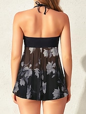 Χαμηλού Κόστους Τανκίνι-Γυναικείο Tankini 2 Τεμαχίων Μαγιώ Underwire Colorblock Cheeky Έλεγχος Κοιλιάς Ψηλόμεσο Slim Ανοικτή Πλάτη Διακοπές Παραλία Φόρεμα Λουλούδια Ριγέ Strapless Αμάνικο Μαγιώ