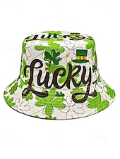 abordables Accesorios-Sombrero de pescador de poliéster para mujer, con trébol y duende del Día de San Patricio, varios patrones, perfecto para el Día de San Patricio y para uso diario.