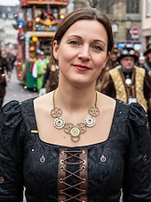 levne Příslušenství-Dámský náhrdelník na Mardi Gras ve stylu steampunk s ozdobami - průmyslový kovový šperk pro karneval a tematické převleky