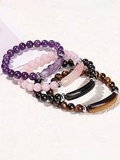 abordables Fête de la Saint-Patrick-Bracelet pour homme en pierre naturelle, perles multicolores avec détails raffinés, idéal pour la Saint-Patrick et au quotidien, élégant et unique.