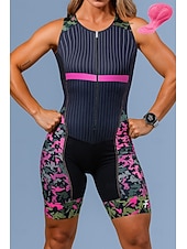 Χαμηλού Κόστους Γυναικεία ρούχα τριάθλου-αμάνικη μπλούζα ποδηλασίας με σορτς triathlon tri κοστούμι μαύρο ποδήλατο γρήγορο σπορ ένδυμα με μοτίβο