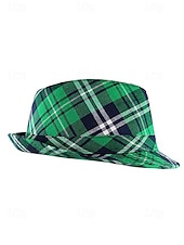 abordables Accesorios-Conjunto de accesorios para disfraz de San Patricio para hombre: sombrero, pajarita y tirantes a cuadros verdes, poliéster con múltiples estampados, ideal para desfiles y fiestas irlandesas.