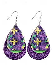 economico Accessori-WooHoo Orecchini di pelle da donna per Mardi Gras – Colorati luccicanti regolabili con design multi-stile – Perfetti per Carnevale e accessori per costumi da ballo mascherato