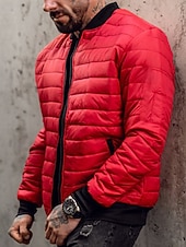 economico Piumini e parka da uomo-Per uomo Cappotto Invernale Giacca imbottita Tasca Poliestere Vacanza Abbigliamento quotidiano Data Regolare Moda Casual Confortevole Calore Termico Autunno &amp; Inverno Colore Solido / Tinta Unita Nero